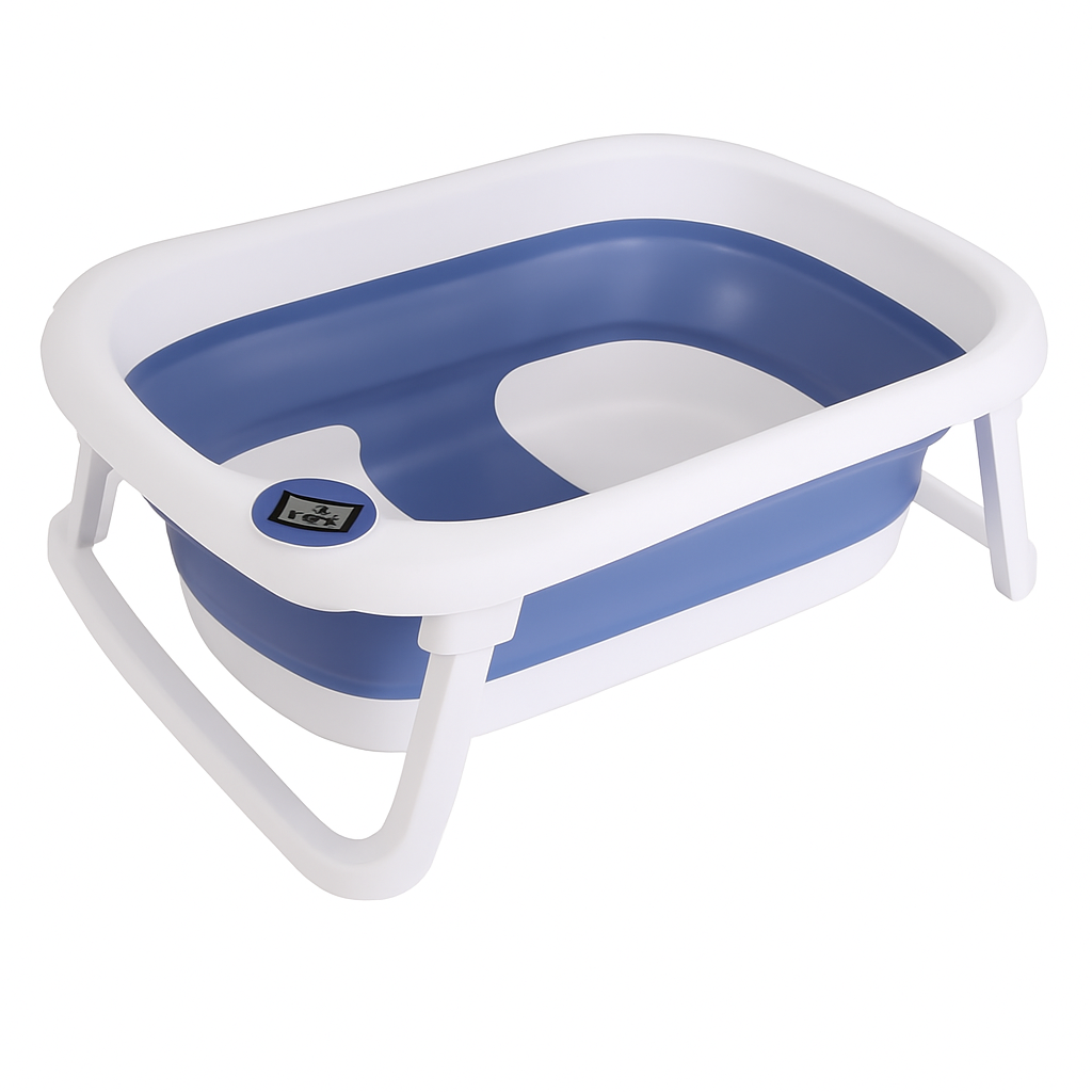 Baby Bath Tub with Thermometer Collapsible Travel-Friendly 0-24Months Baby Bathtub with Drain Hole For Newborn Infant Toddler Odorless Non-Toxic Folda