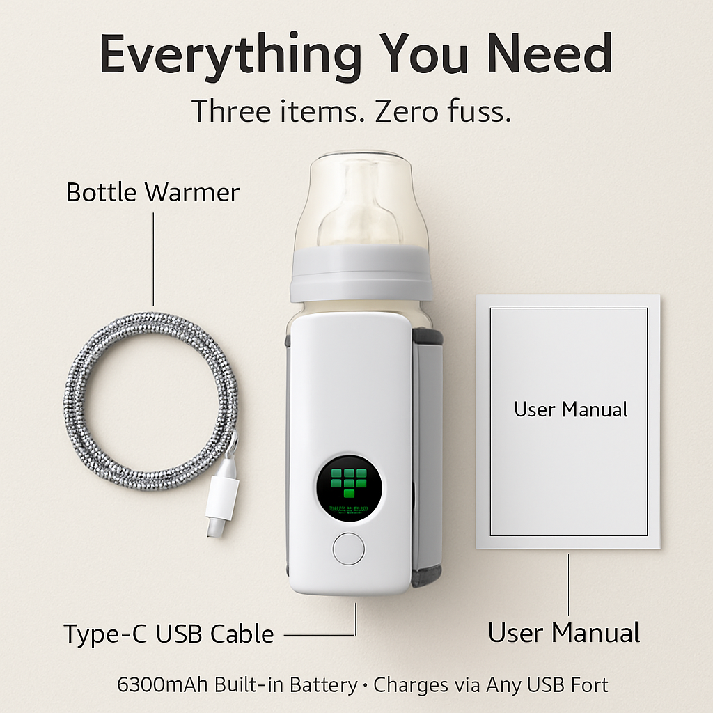 Portable Bottle Warmer for Travel with USB Rechargeable