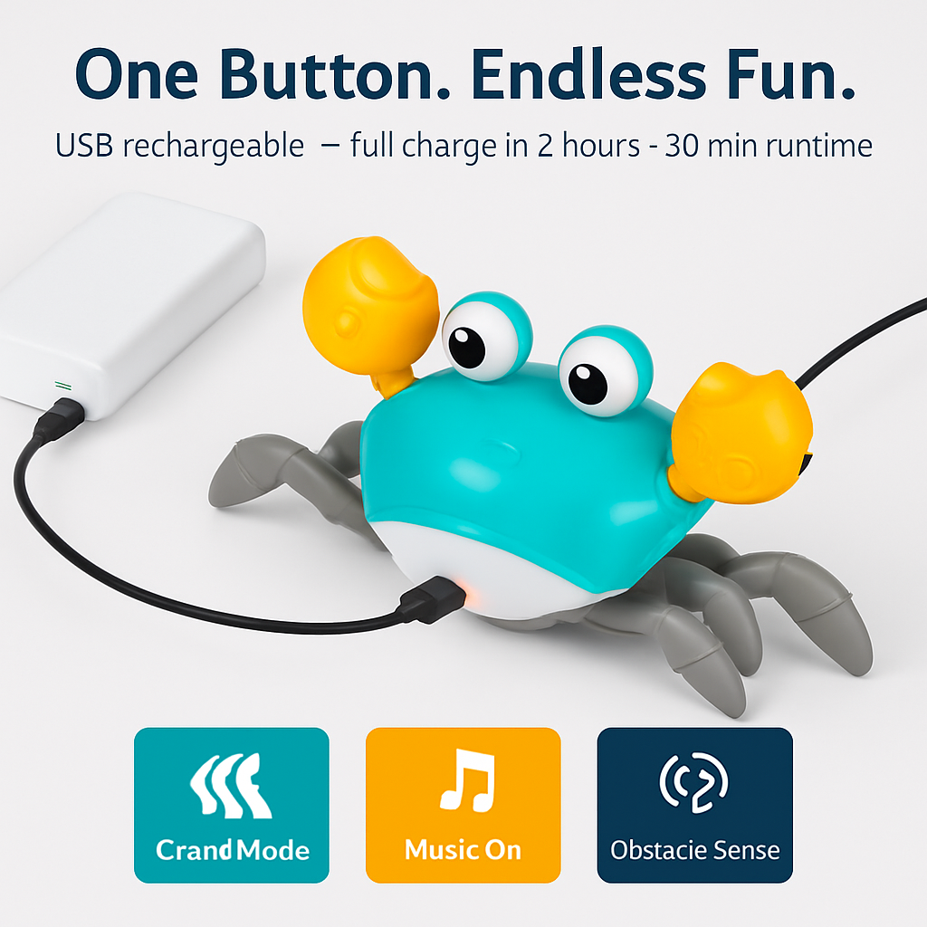 Crawling Crab Baby Toy with Music and LED Lights