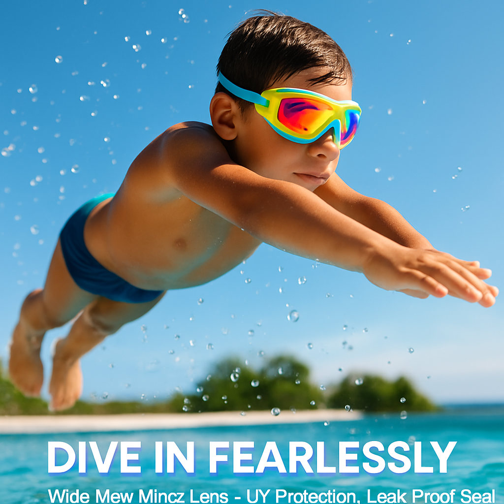 Kids Swim Goggles with Anti-Fog and UV Protection