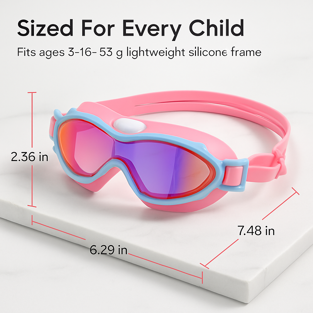 Kids Swim Goggles with Anti-Fog and UV Protection