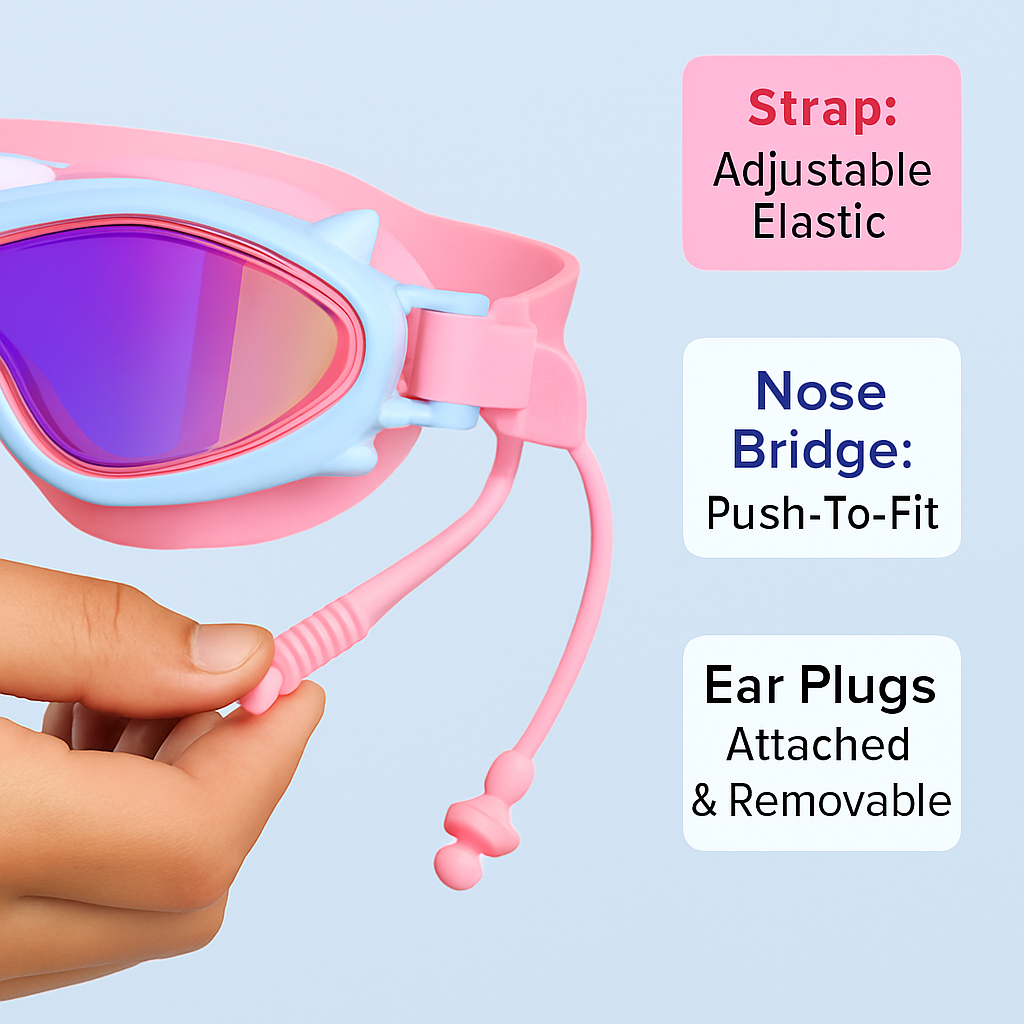 Kids Swim Goggles with Anti-Fog and UV Protection