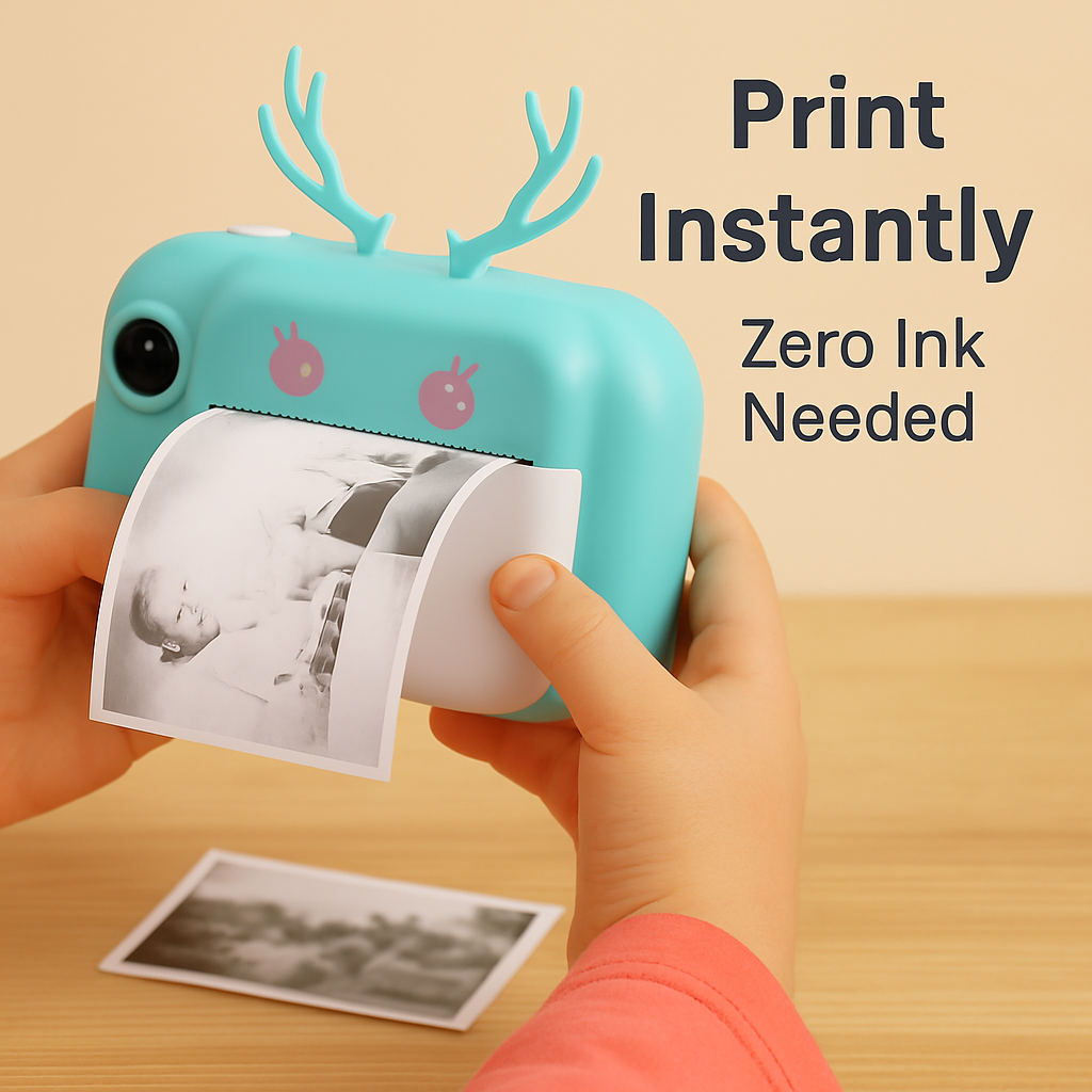 Kids Instant Print Camera with Dual Lens for 3 Roll Papers