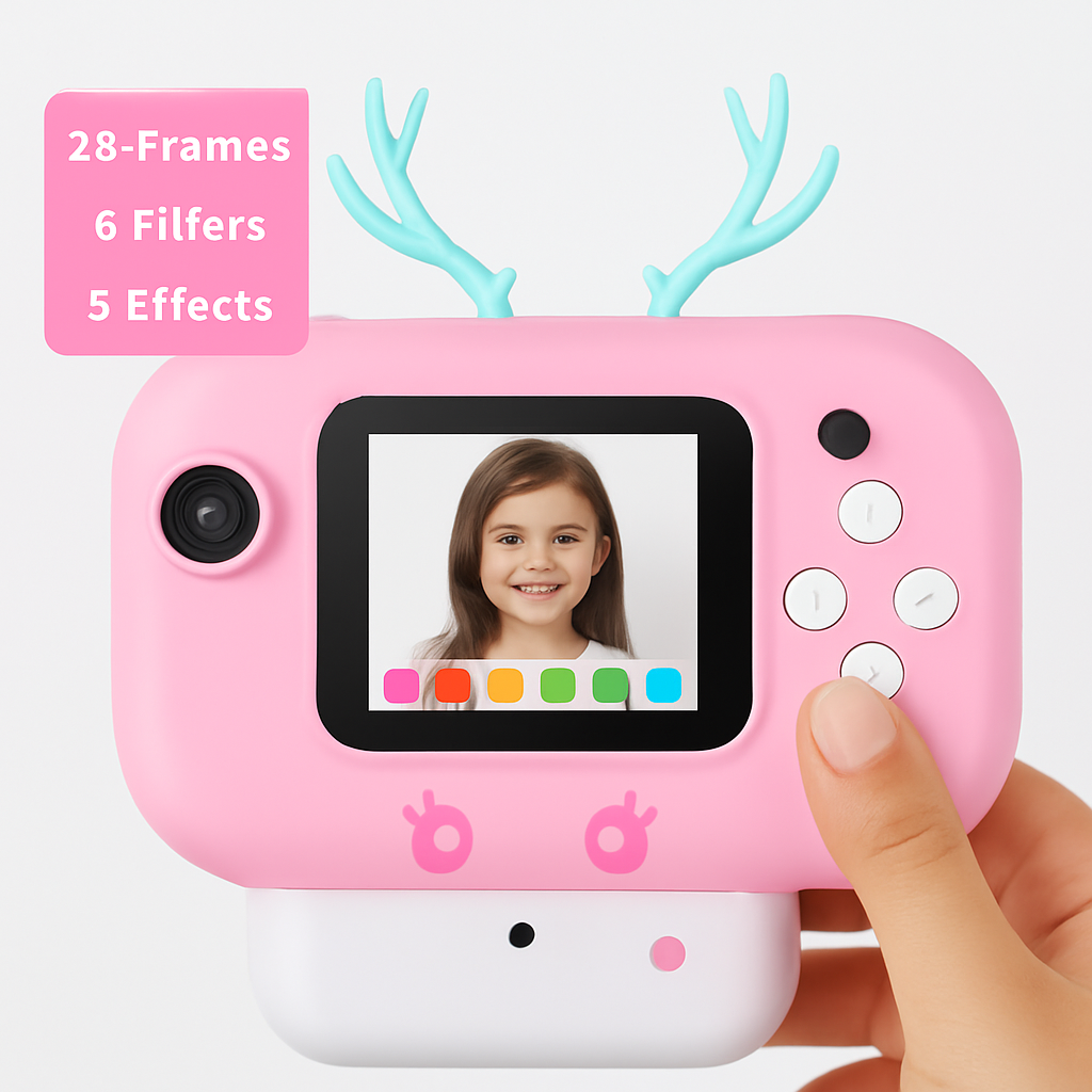 Kids Instant Print Camera with Dual Lens for 3 Roll Papers