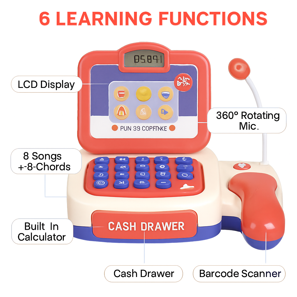 Cash Register Pretend Play Toy with Scanner