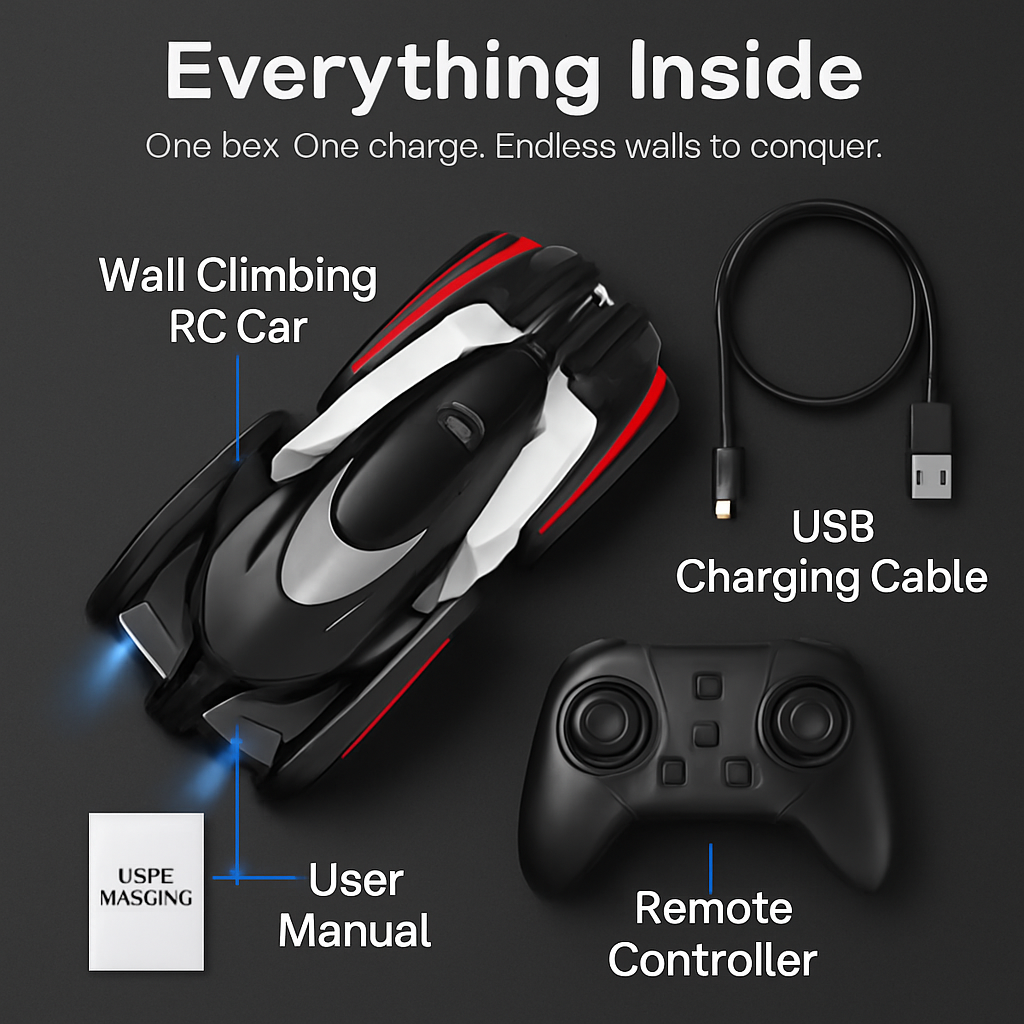 Wall Climbing RC Car with Lights and Remote Control