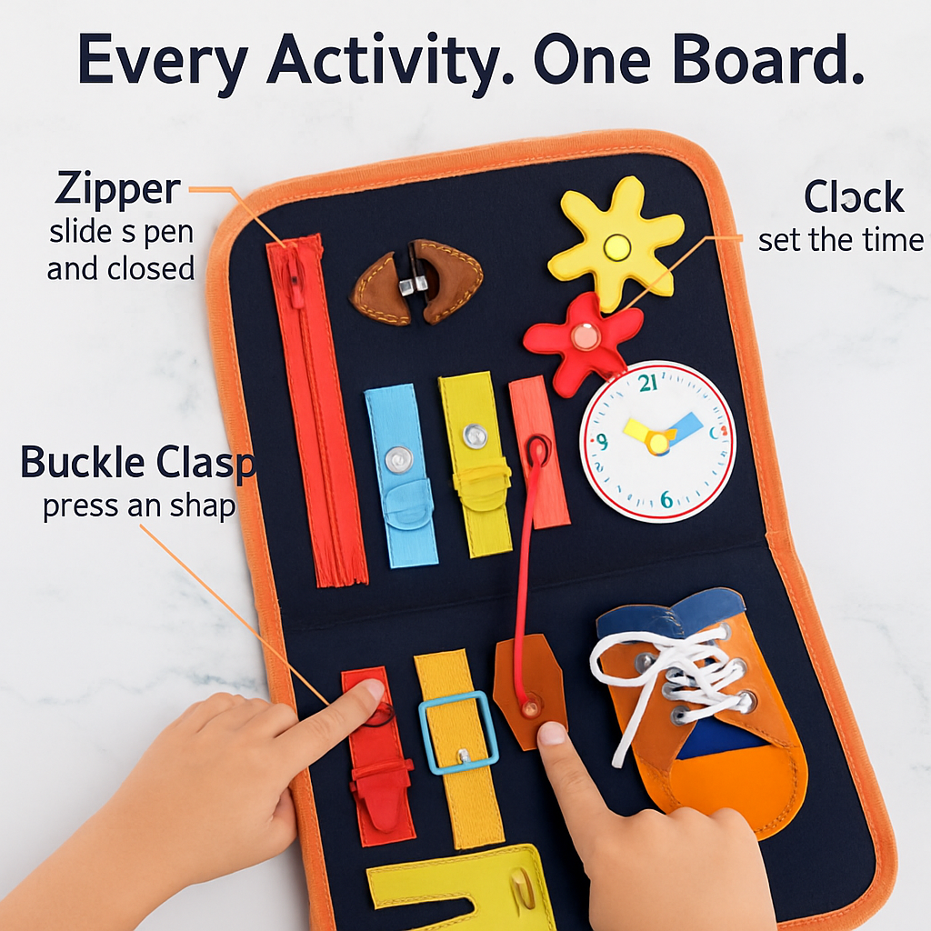 Kids Busy Board: Sensory Montessori Toy for 1-6