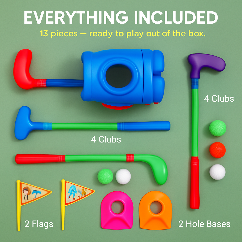 Toddler Golf Set with Cart, Balls, Clubs & Flags