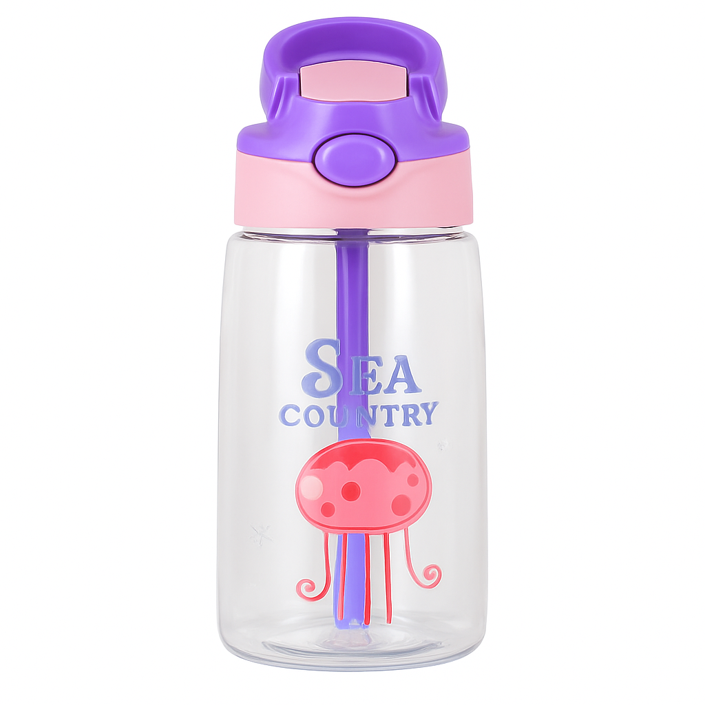 Leak-Proof Kids Water Bottle with Straw and Push Button