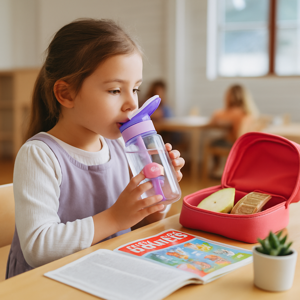 Leak-Proof Kids Water Bottle with Straw and Push Button