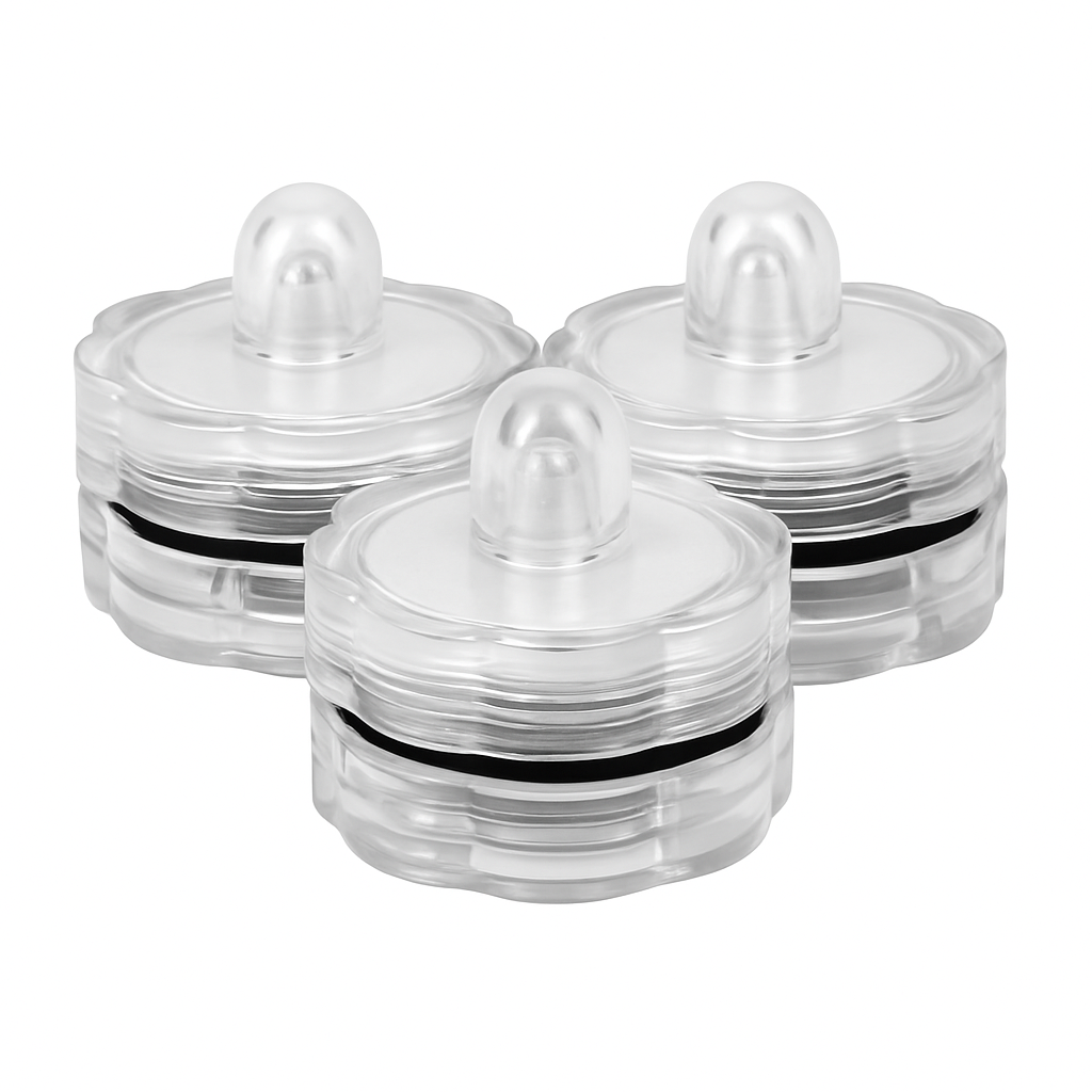 3Pcs Submersible LED Tea Lights Waterproof Candle Lights Battery Operated Decor Lamp