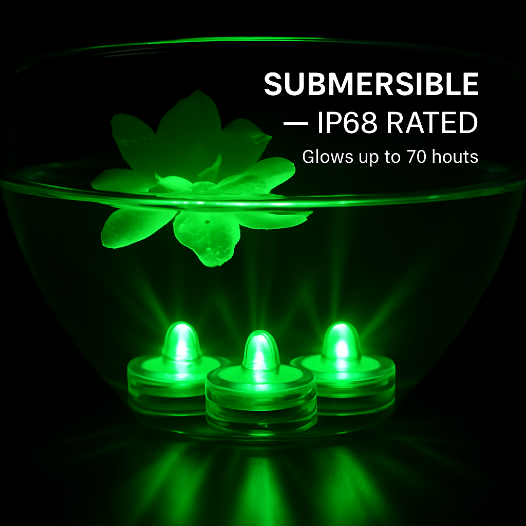 3Pcs Submersible LED Tea Lights Waterproof Candle Lights Battery Operated Decor Lamp