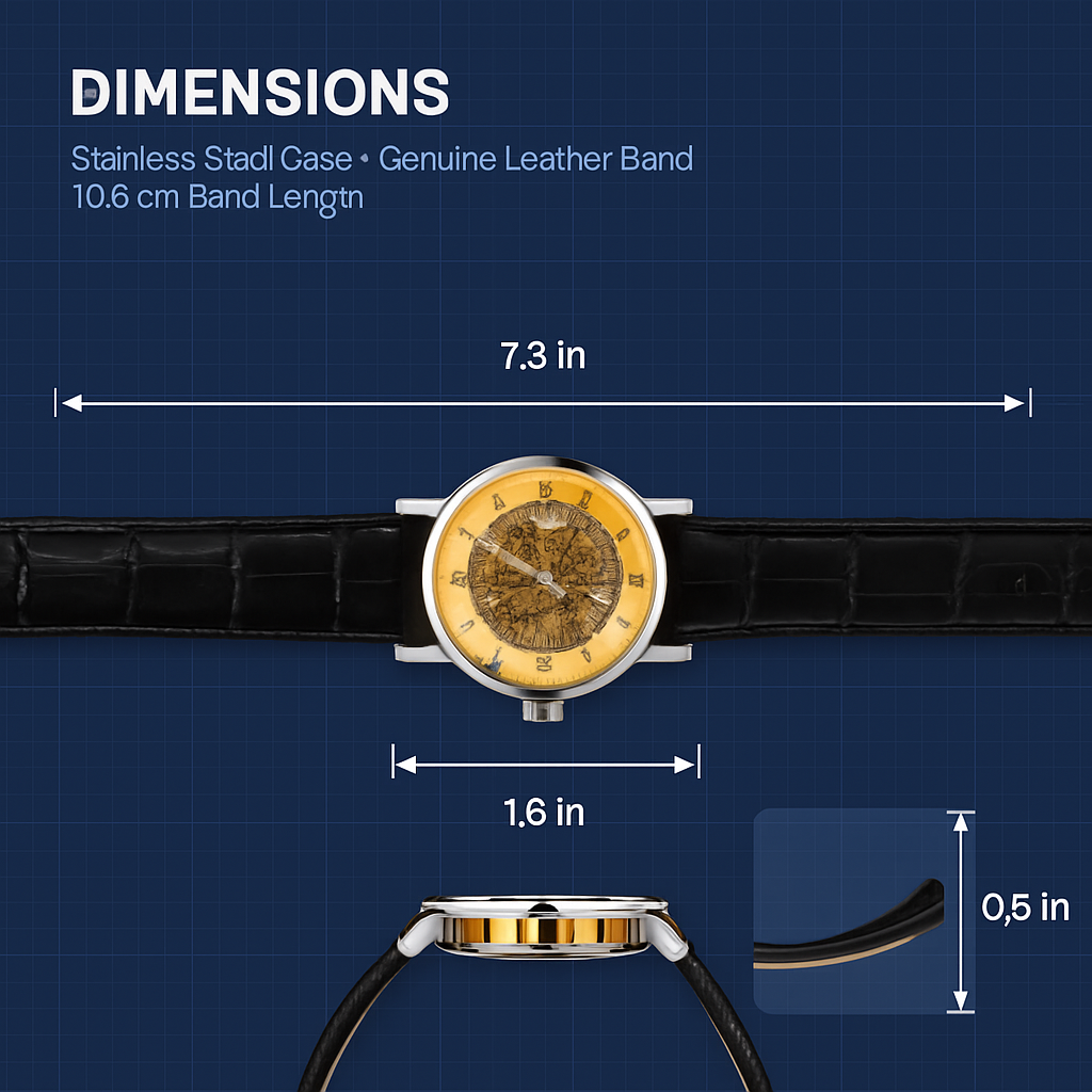 Gold Dial Skeleton Mechanical Watch – Hand-winding Leather