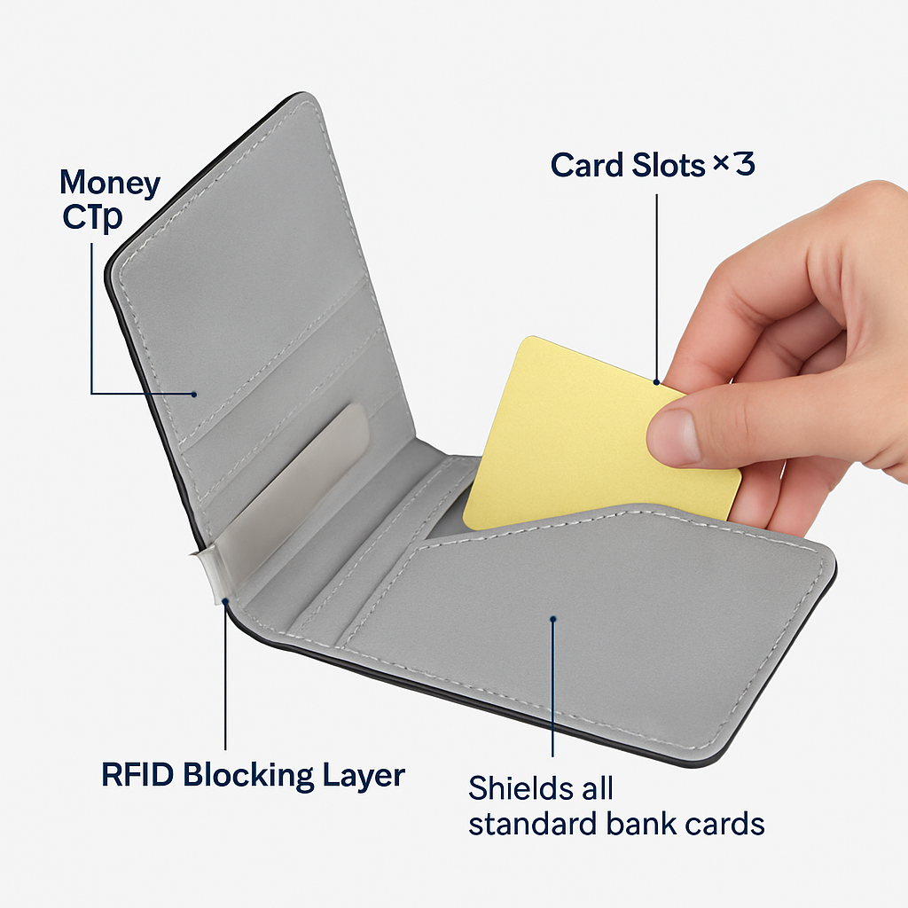 Unisex PU Leather Wallet RFID Blocking Slim Bifold Credit Card Holder with Money Clip