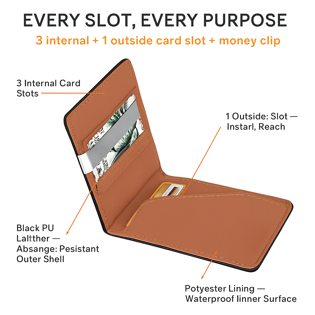 Unisex PU Leather Wallet RFID Blocking Slim Bifold Credit Card Holder with Money Clip
