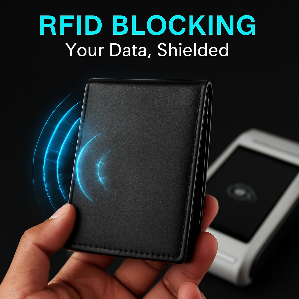 Unisex PU Leather Wallet RFID Blocking Slim Bifold Credit Card Holder with Money Clip