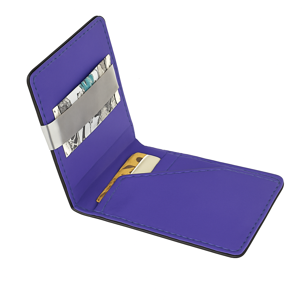 Unisex PU Leather Wallet RFID Blocking Slim Bifold Credit Card Holder with Money Clip
