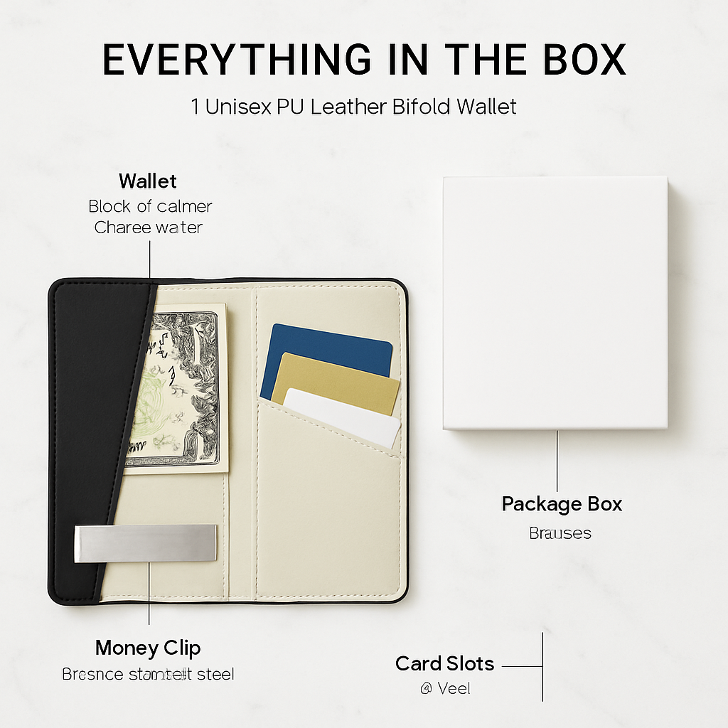 Unisex PU Leather Wallet RFID Blocking Slim Bifold Credit Card Holder with Money Clip