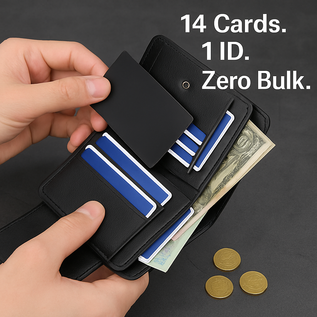 Leather Wallet with ID Card Holder and Zipper