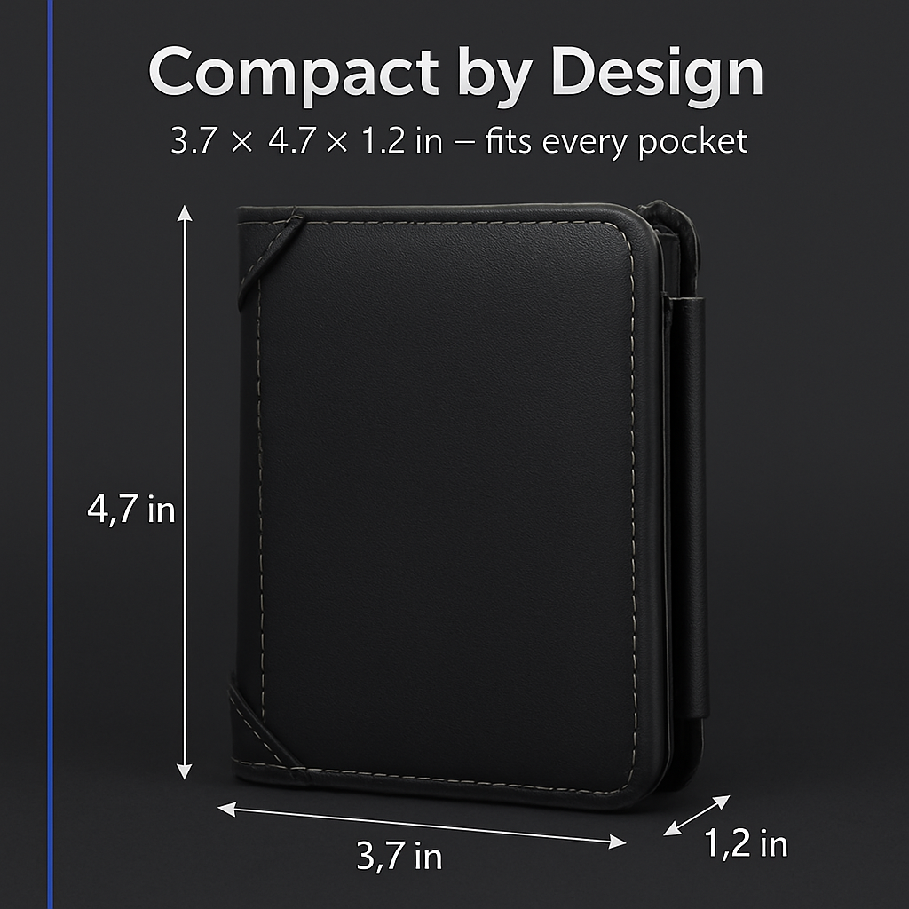 Leather Wallet with ID Card Holder and Zipper