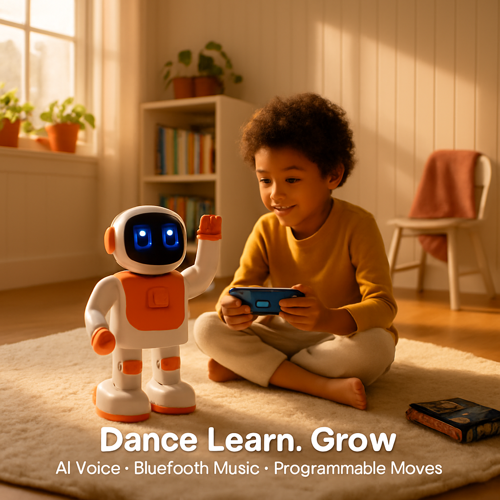 AI Dancing Robot Toy Smart Interactive Learning & Entertainment Robot for Kids
with Bluetooth Music Programmable Moves Voice Assistant