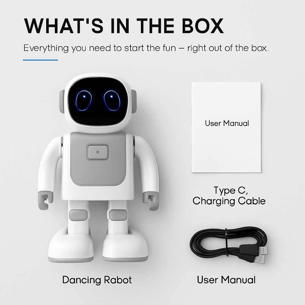 AI Dancing Robot Toy Smart Interactive Learning & Entertainment Robot for Kids
with Bluetooth Music Programmable Moves Voice Assistant