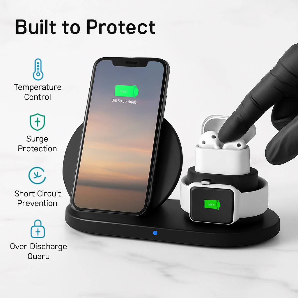 Wireless Charging Station for iPhone, Watch & Earbuds