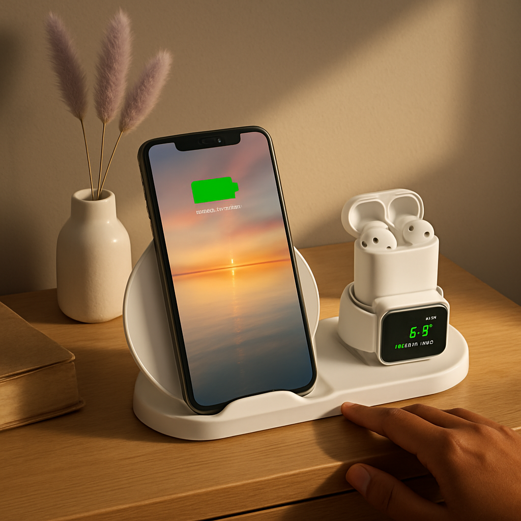 Wireless Charging Station for iPhone, Watch & Earbuds