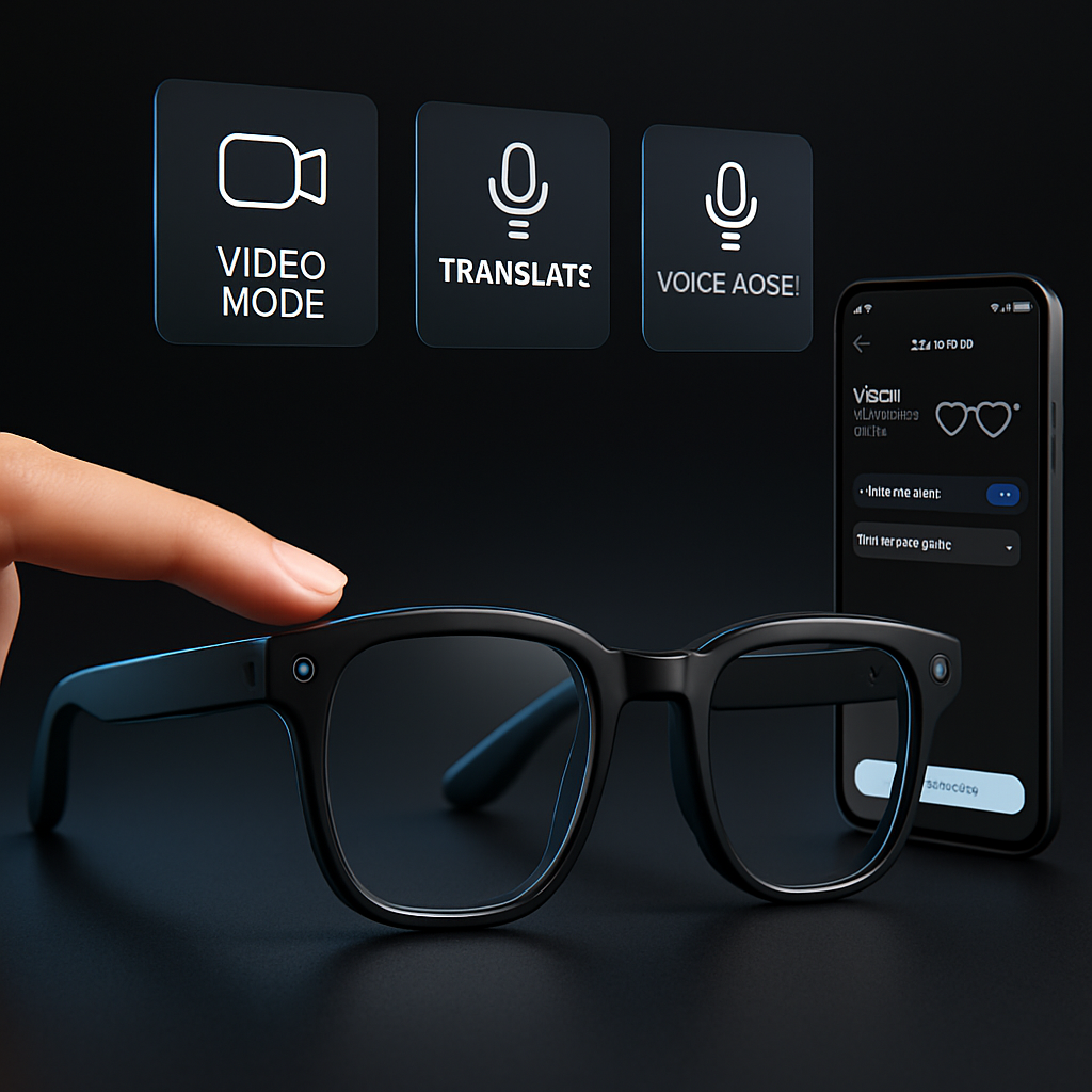 AI Smart Glasses Video Recording Sunglasses with Camera and Audio 8MP HD1080P Real Time Translation 139 Languages Voice Assistant AI Photo Recognition