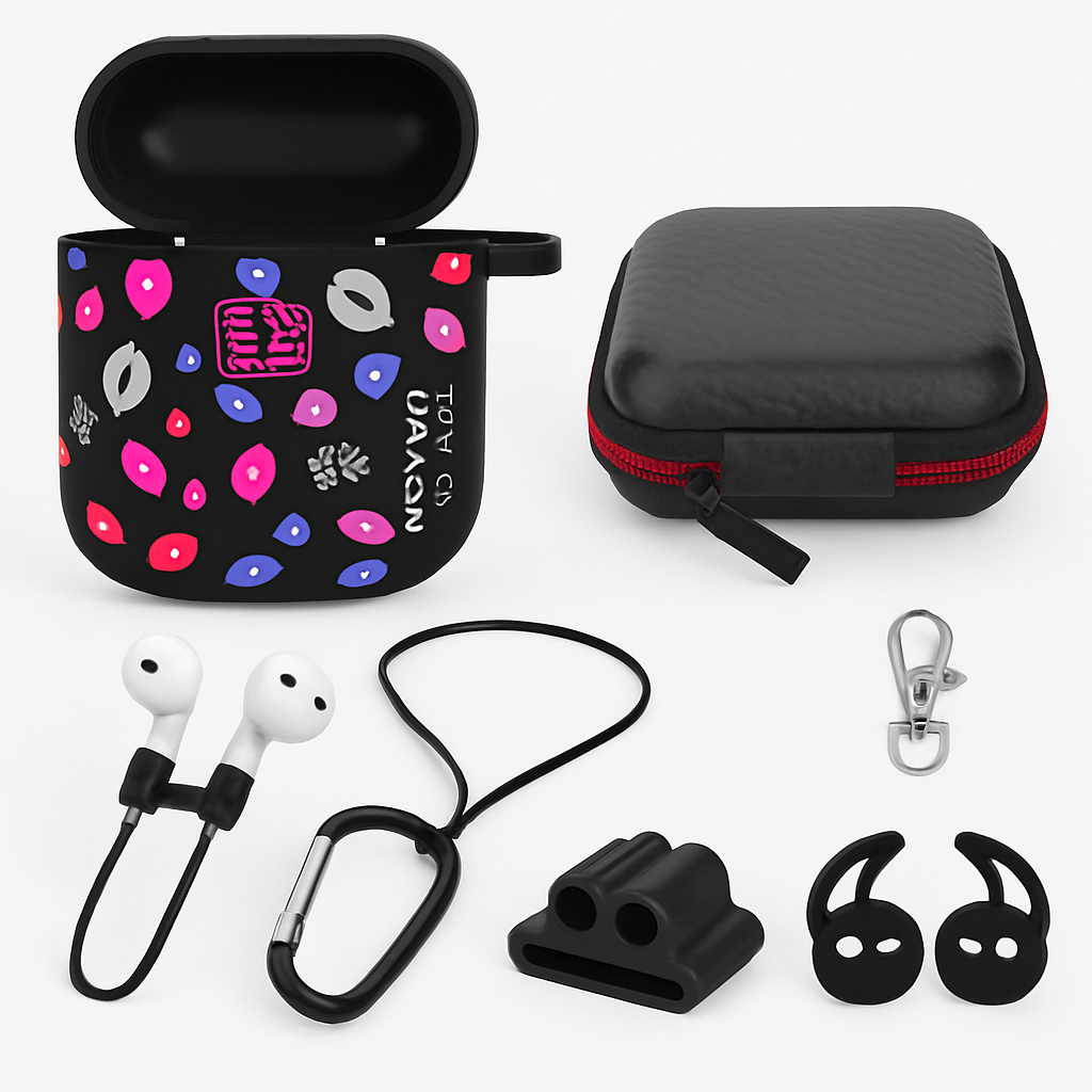 Case with Silicone Cover, Strap and Ear Hooks