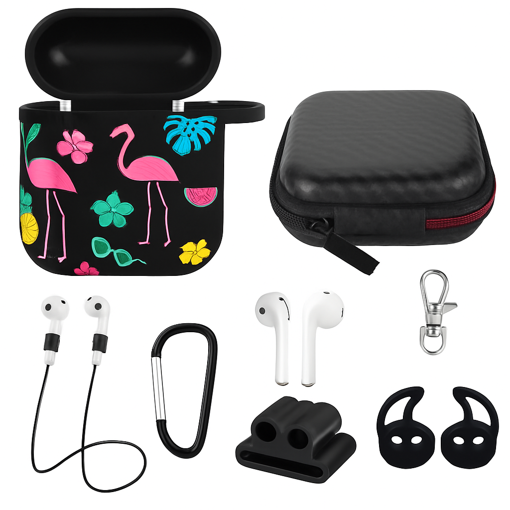 Case with Silicone Cover, Strap and Ear Hooks
