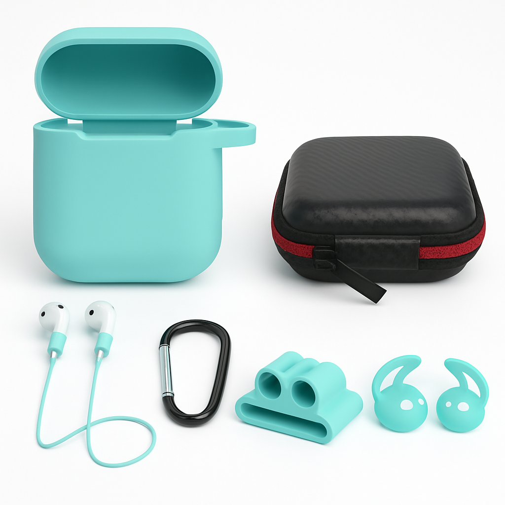 Case with Silicone Cover, Strap and Ear Hooks