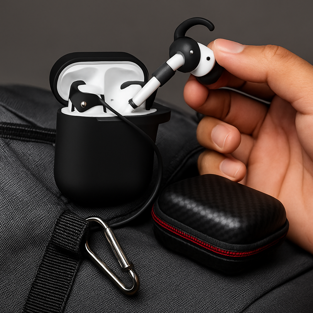 Case with Silicone Cover, Strap and Ear Hooks