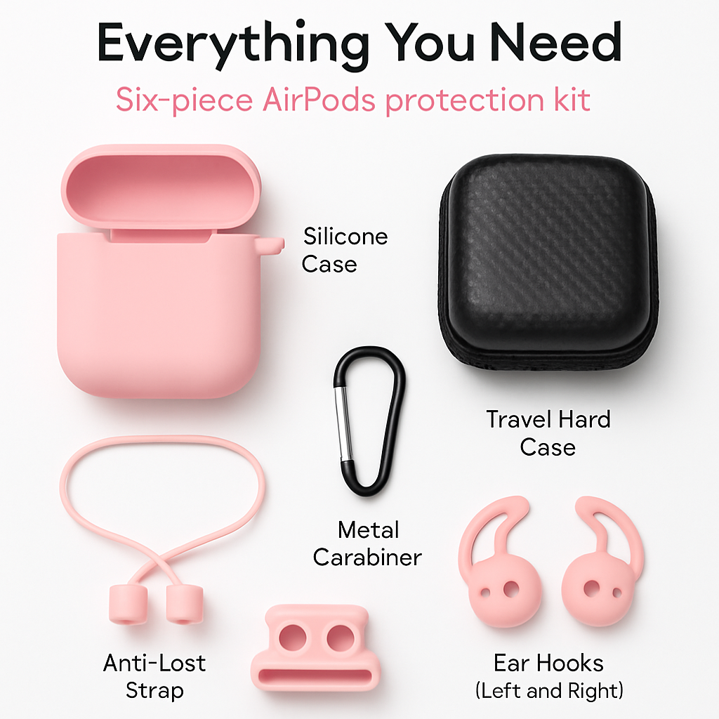 Case with Silicone Cover, Strap and Ear Hooks