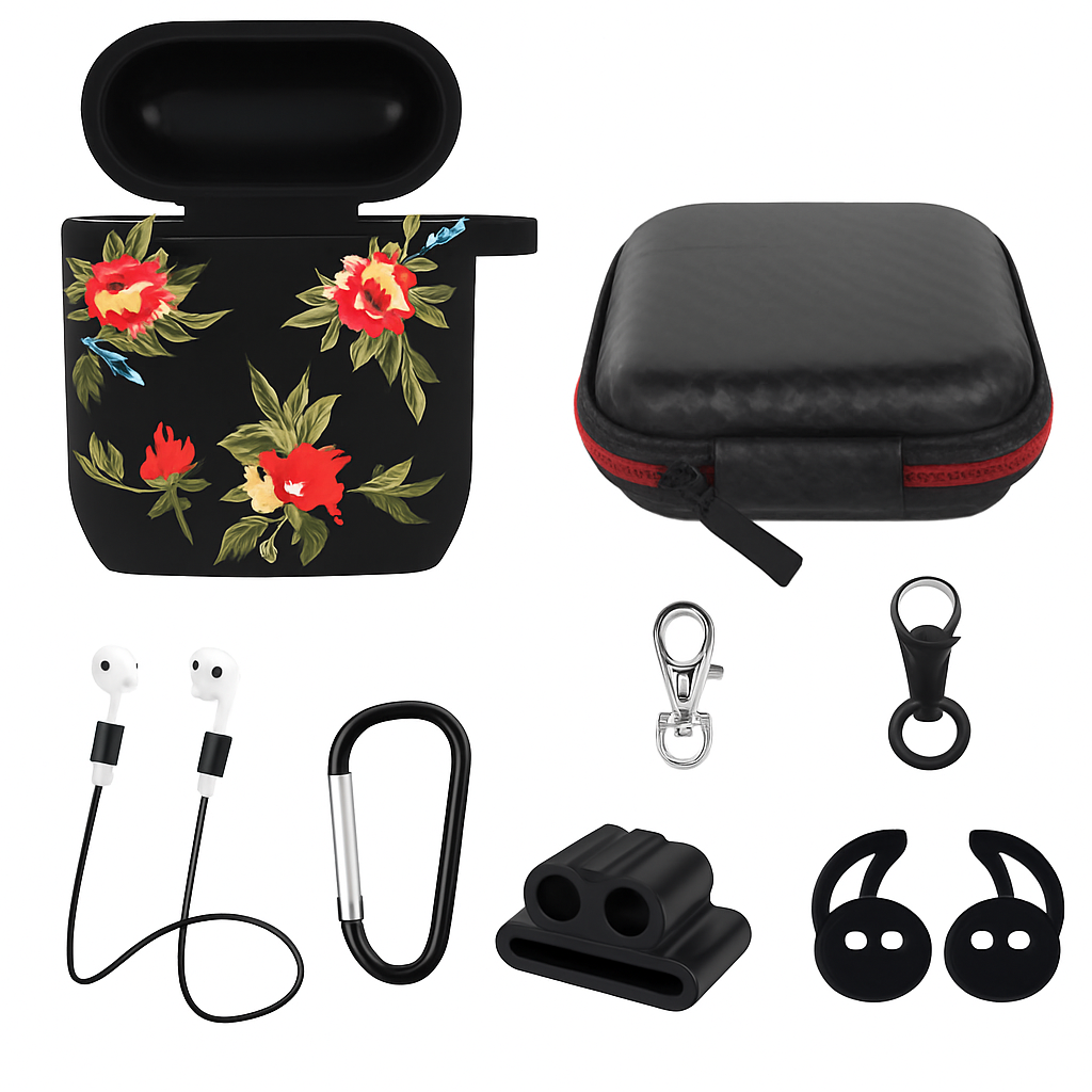 Case with Silicone Cover, Strap and Ear Hooks