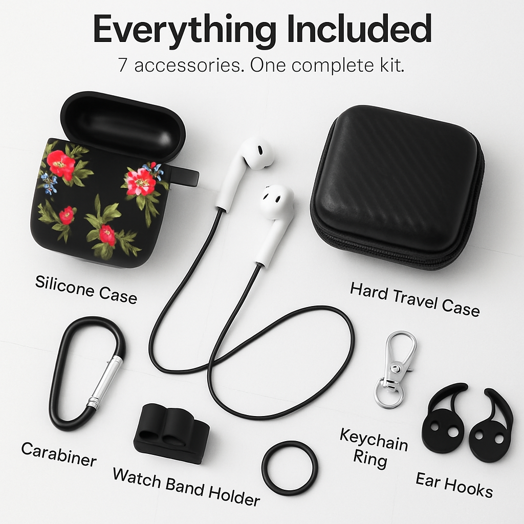 Case with Silicone Cover, Strap and Ear Hooks