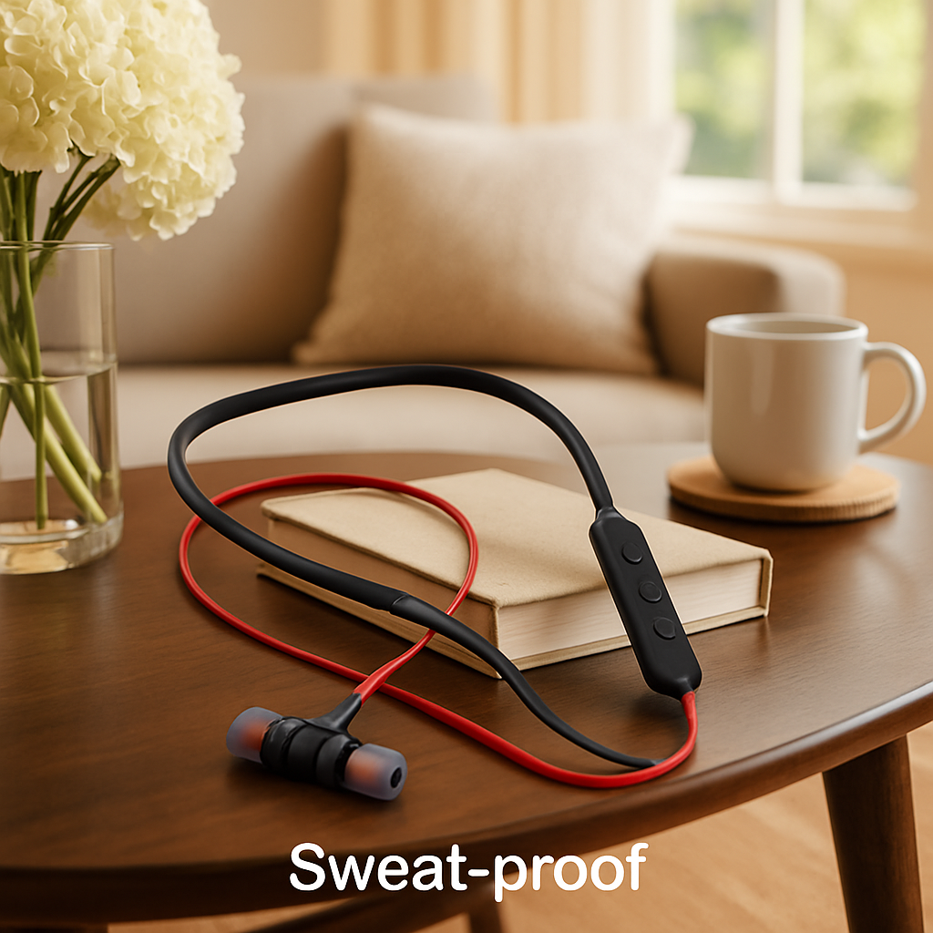 Wireless Headsets In-Ear Neckband Headphones Sweat-proof Sport Earbuds w/ Call Alert Number Broadcast For Gym Running Hiking