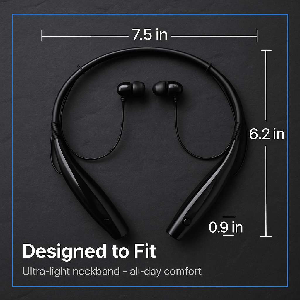 iNOVA Wireless Sports Stereo Hands Free Headset for Phone and Tablet in Black
