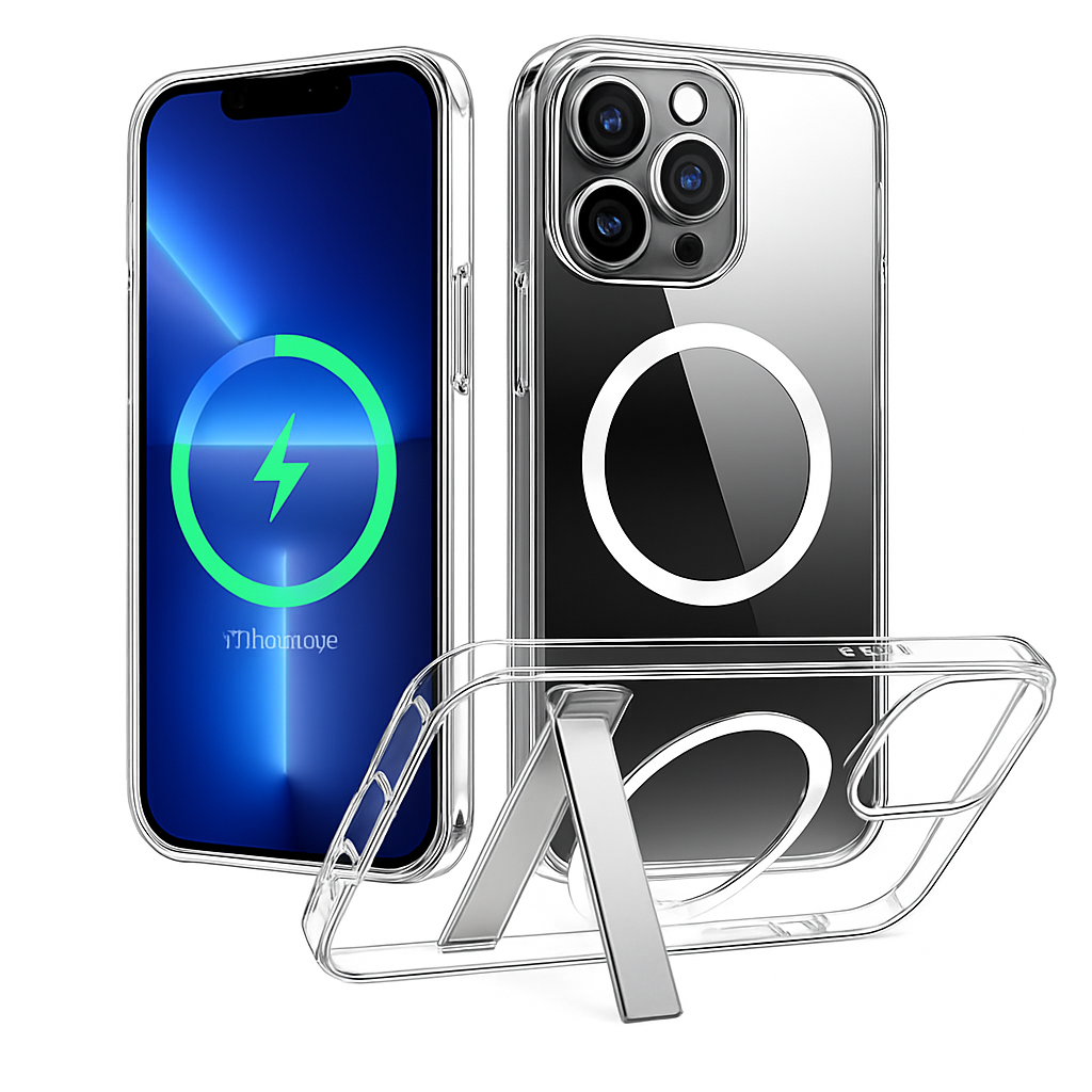 Metal Kickstand Clear Case for iPhone – MagSafe Ready