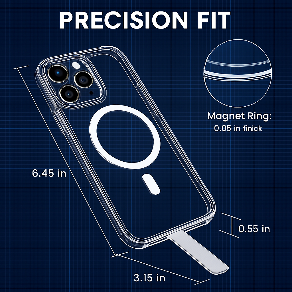 Metal Kickstand Clear Case for iPhone – MagSafe Ready