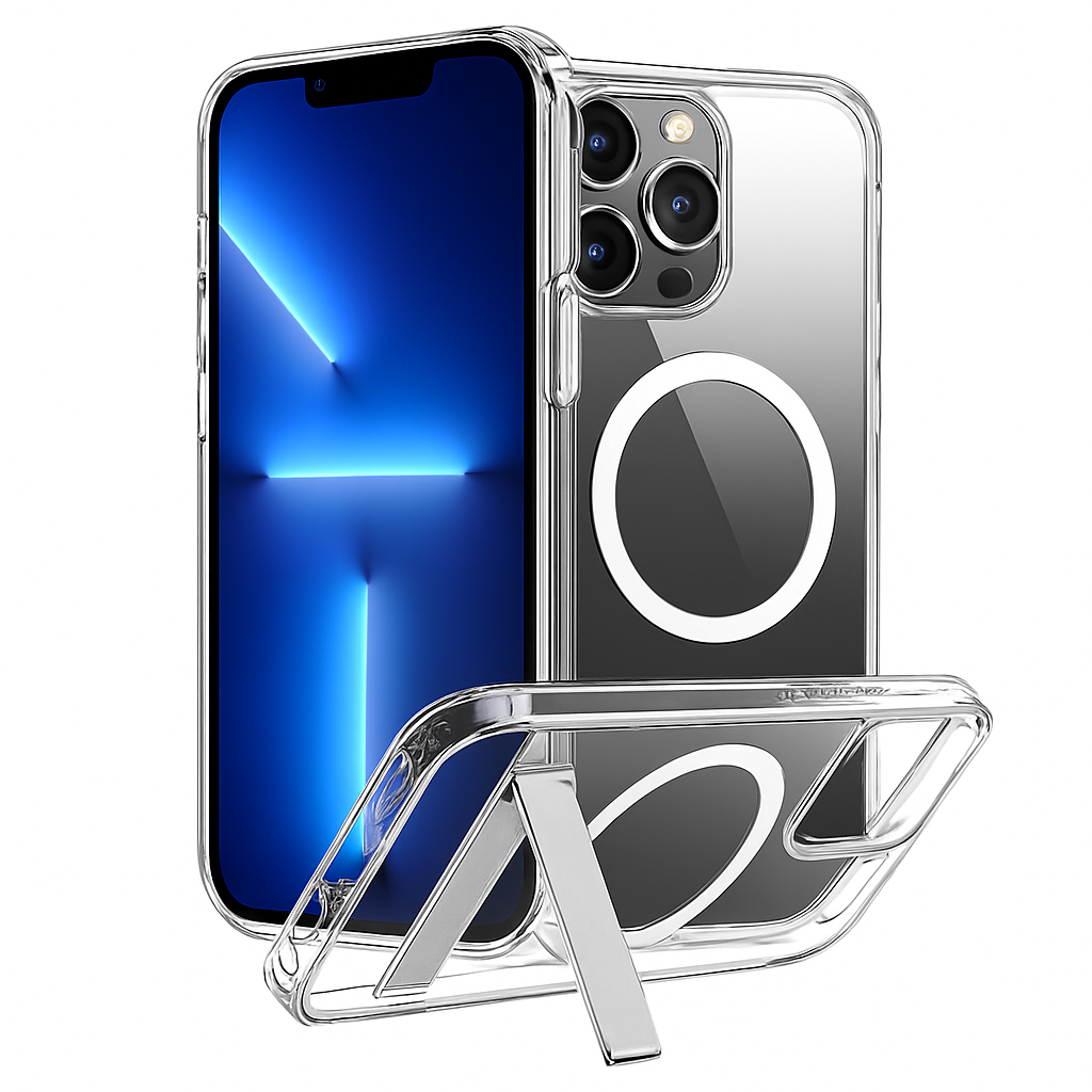 Metal Kickstand Clear Case for iPhone – MagSafe Ready