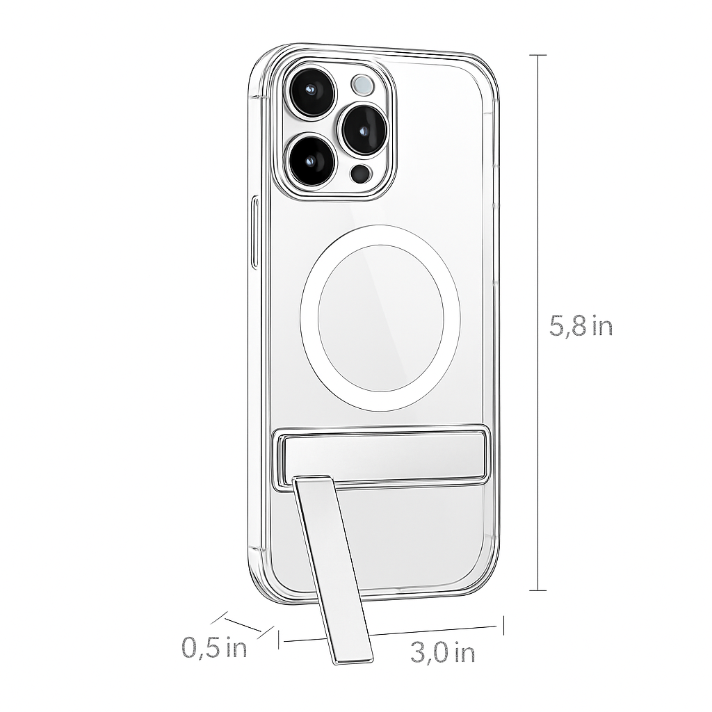 Metal Kickstand Clear Case for iPhone – MagSafe Ready