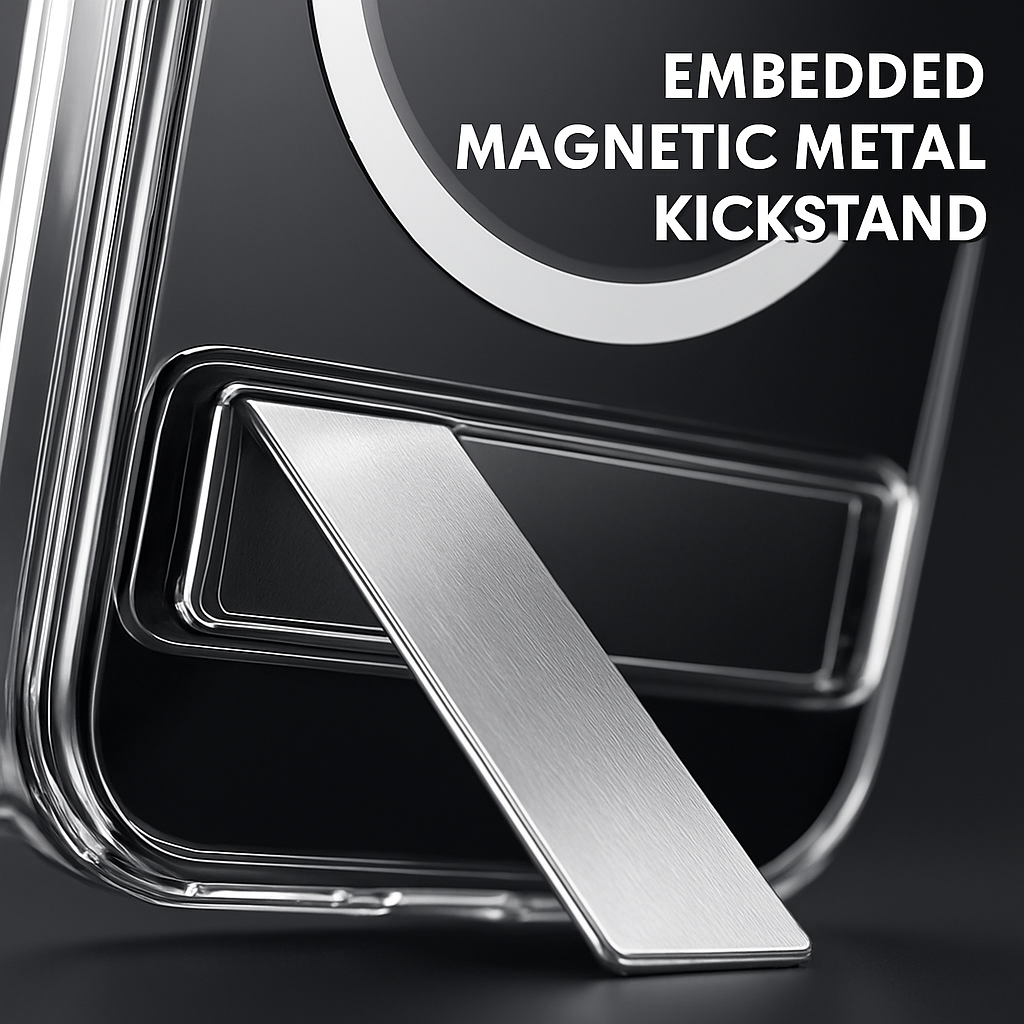 Metal Kickstand Clear Case for iPhone – MagSafe Ready