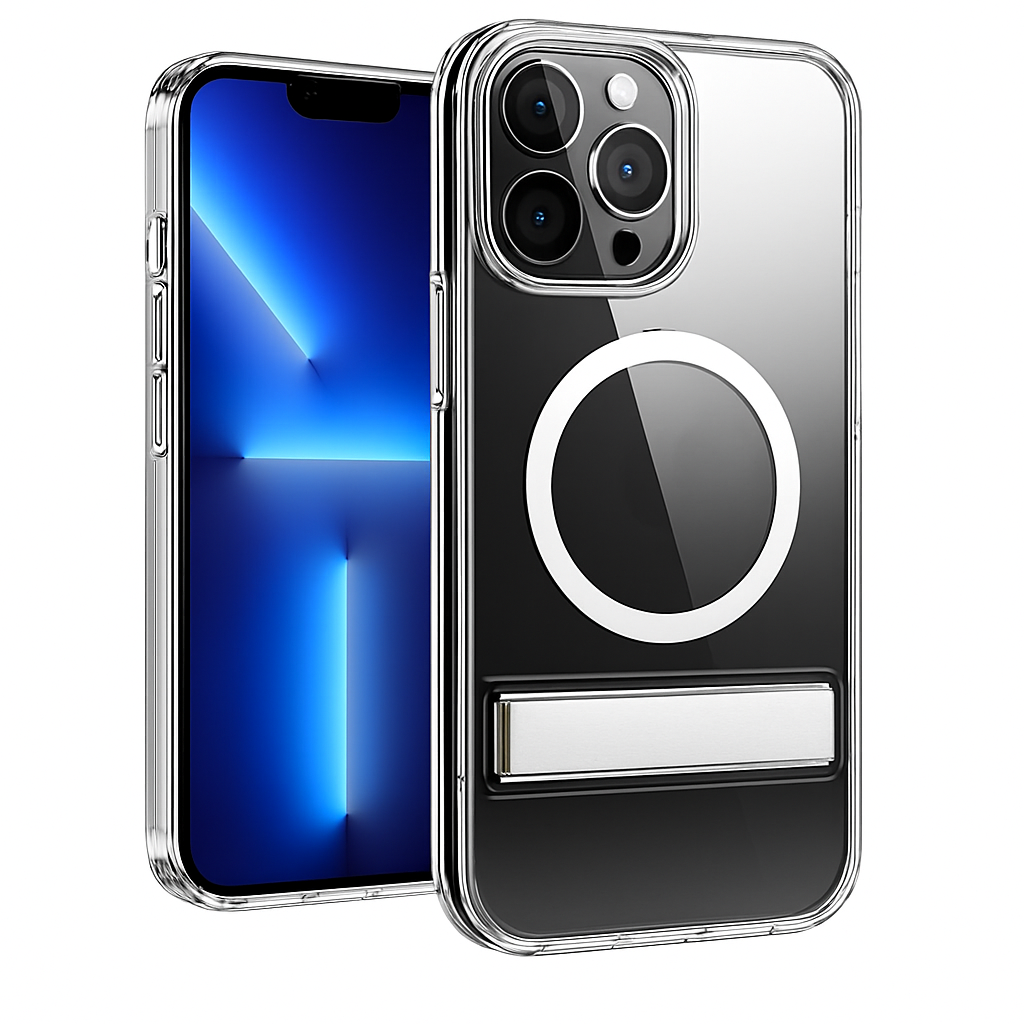 Metal Kickstand Clear Case for iPhone – MagSafe Ready
