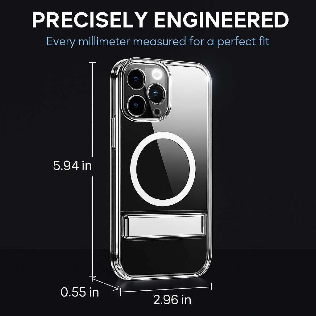 Metal Kickstand Clear Case for iPhone – MagSafe Ready