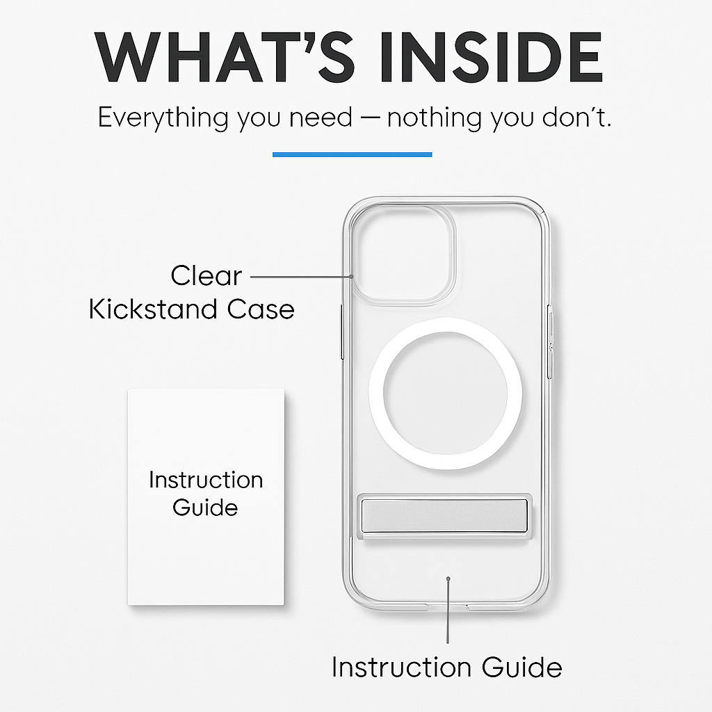 Metal Kickstand Clear Case for iPhone – MagSafe Ready