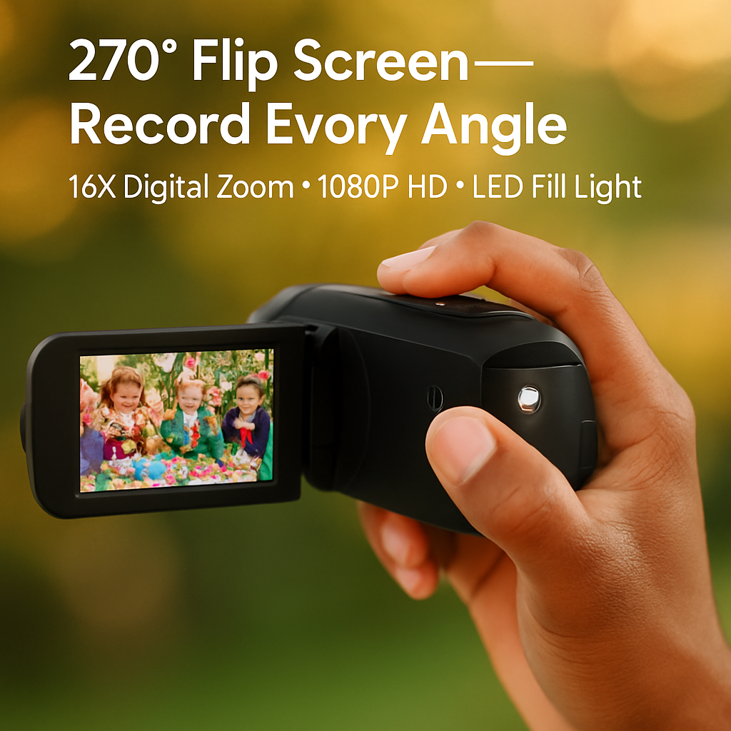 Digital Video Camcorder with Selfie Fill Light