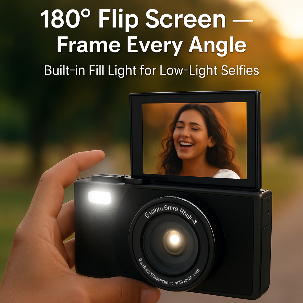5K 75MP Digital Camera for Photography Anti-Shake WiFi Vlogging Video Camera with 9 Shooting Modes 18X Zoom Fill Light Webcam Function 2 Batteries 32G