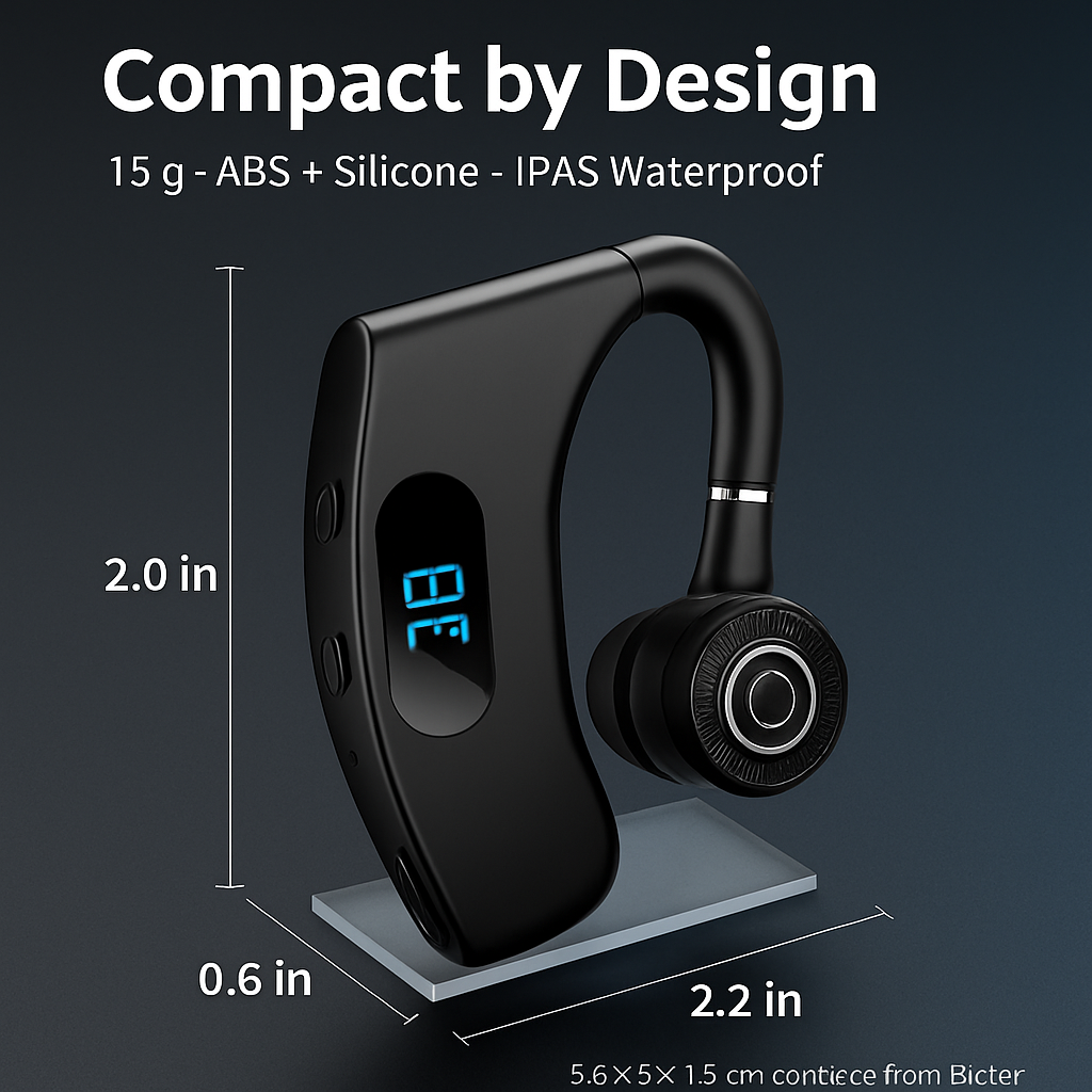 Wireless Earpiece with Hook for Hands-Free Calls