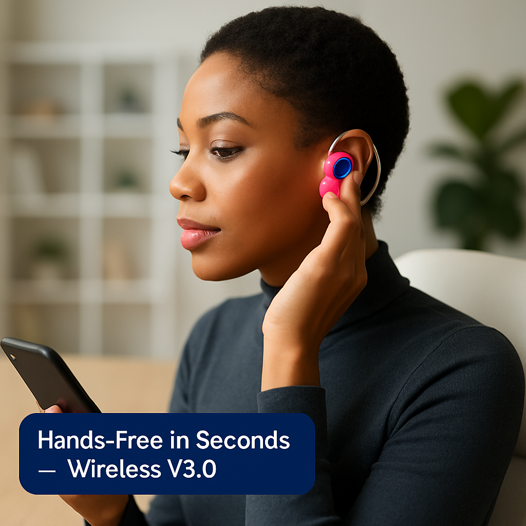 Mini Stereo Wireless Headset Pink Color for Hands-Free Calls